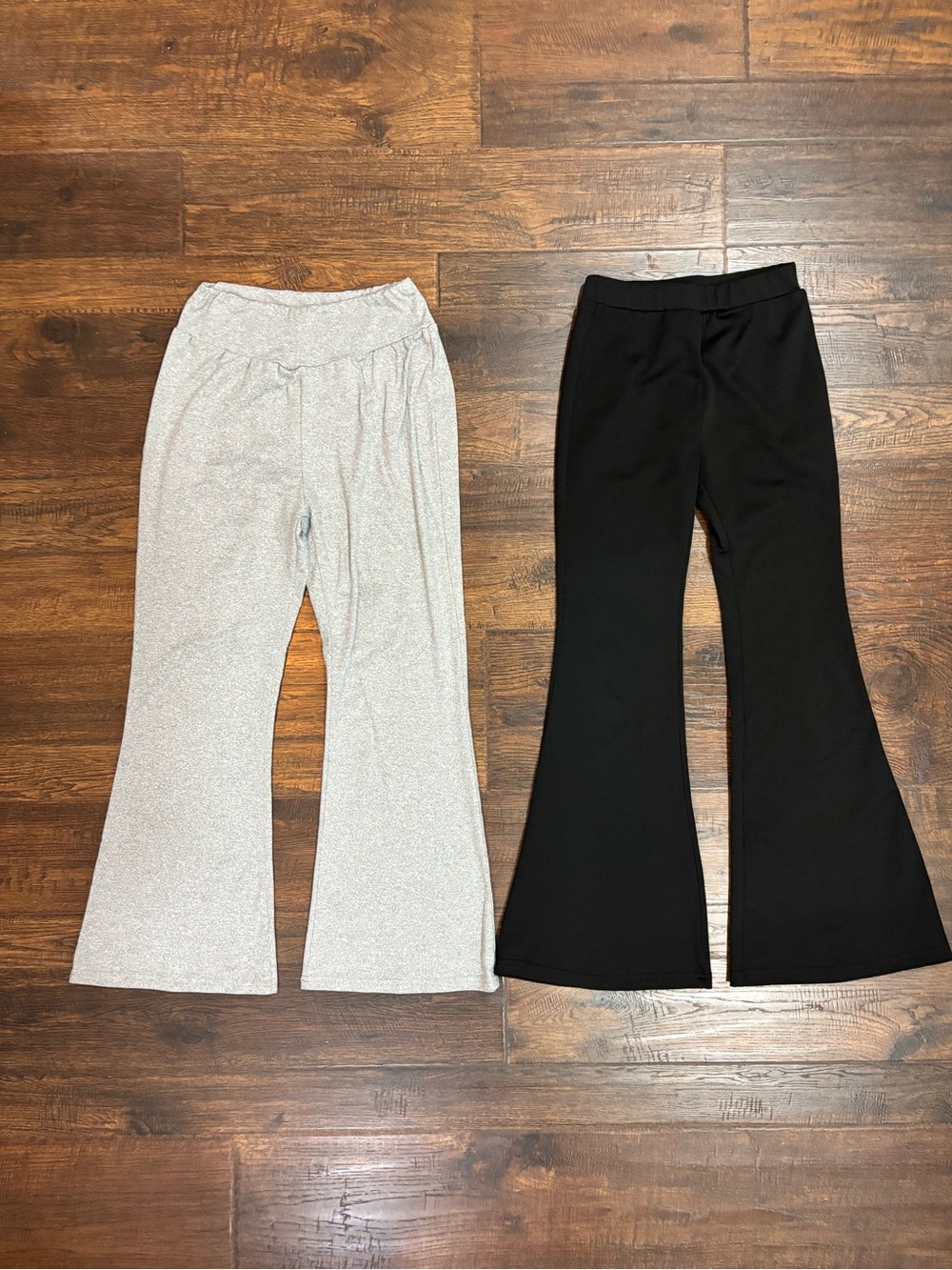 Kids Flare Cotton & DriFit type Pants - Black and Light Gray - 9/10 Girls